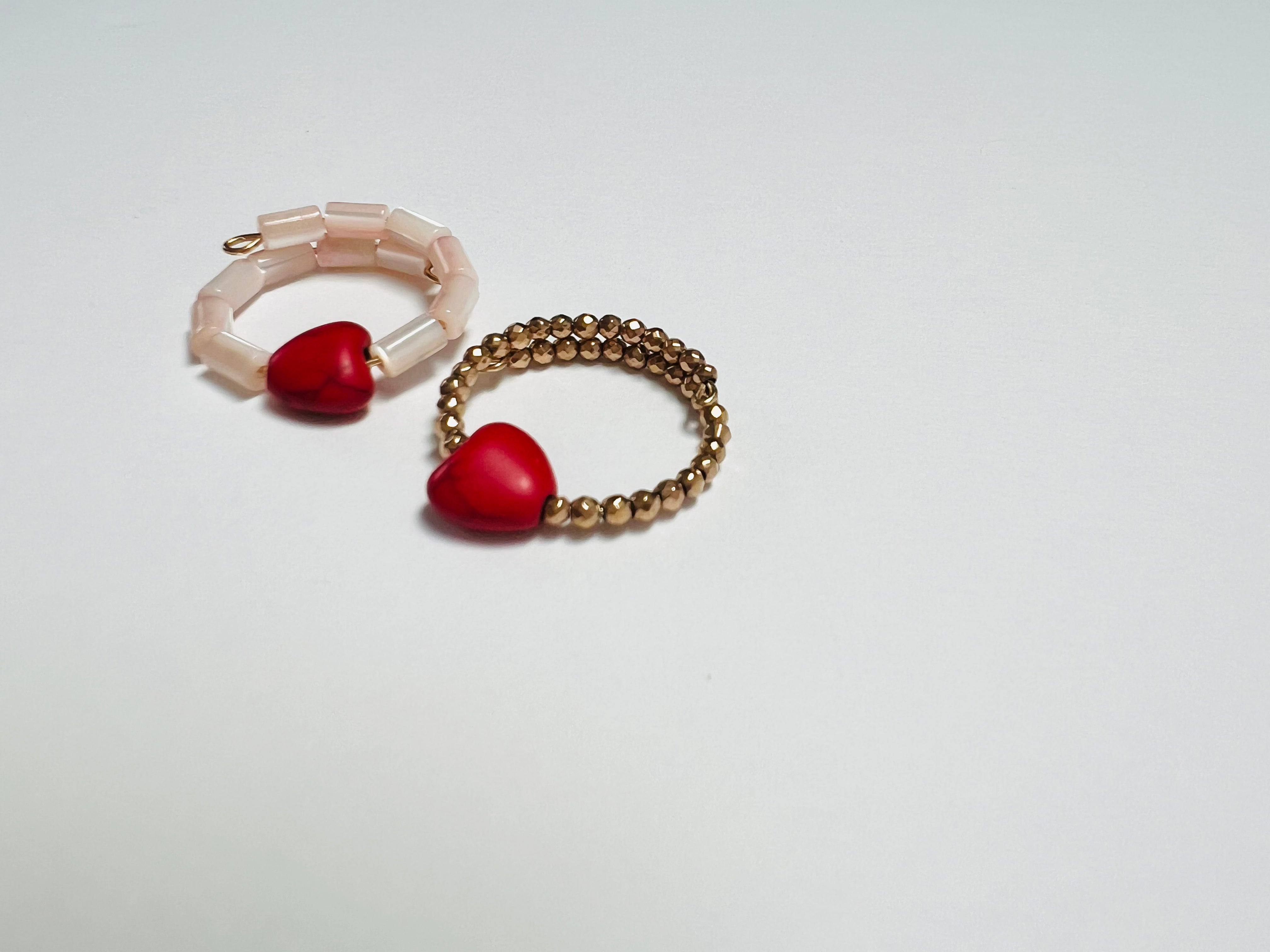 bague coeur rouge